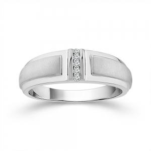 0.06 Ct. T.w. Diamond 5-stone Satin Finish Men Ring In 10Kt White Gold
