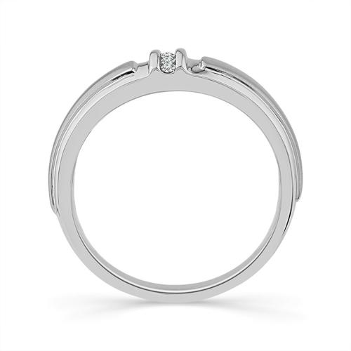 0.06 Ct. T.w. Diamond 5-stone Satin Finish Men Ring In 10Kt White Gold