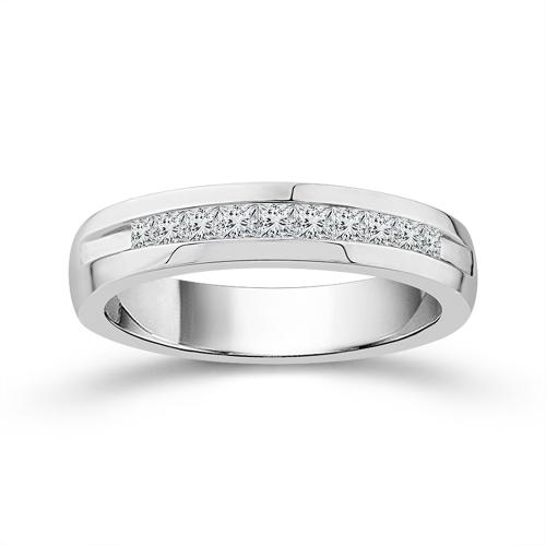 Ovani® Lab-grown Diamonds 10-stone Princess-cut Channel-set Wedding Band 0.50 Ct. T.w. in 18K White Gold