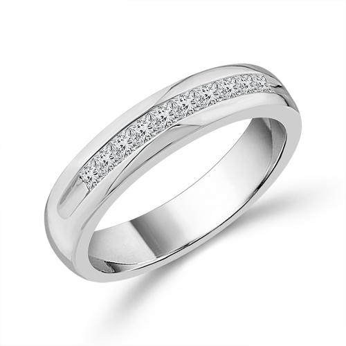 Ovani® Lab-grown Diamonds 10-stone Princess-cut Channel-set Wedding Band 0.50 Ct. T.w. in 18K White Gold