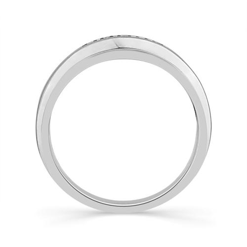 0.05 Ct. T.w. Diamond 5-stone Satin Black Men Engagement Ring In 10Kt White Gold