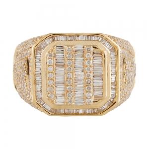 1 Ct. T.w. Diamond Baguette Hip Hop Rapper Men Fashion Ring In 14Kt Yellow Gold