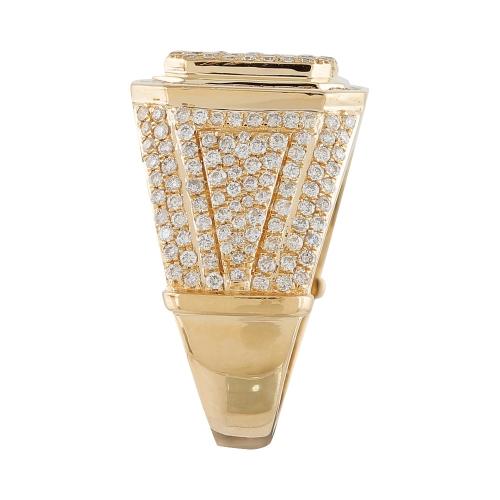 1 Ct. T.w. Diamond Baguette Hip Hop Rapper Men Fashion Ring In 14Kt Yellow Gold