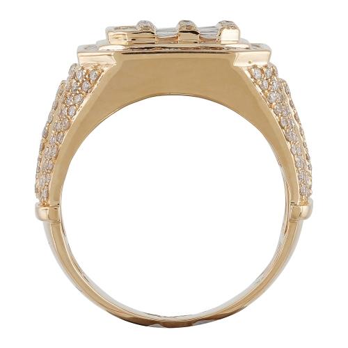 1 Ct. T.w. Diamond Baguette Hip Hop Rapper Men Fashion Ring In 14Kt Yellow Gold