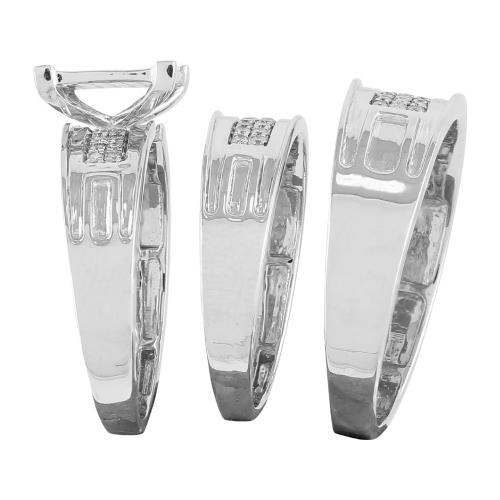 0.6 Ct. T.w. Diamond Trio Bridal Ring Set In 14Kt White Gold