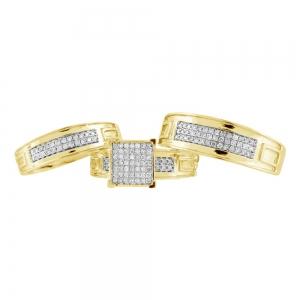 0.6 Ct. T.w. Diamond Trio Bridal Ring Set In 14Kt Yellow Gold