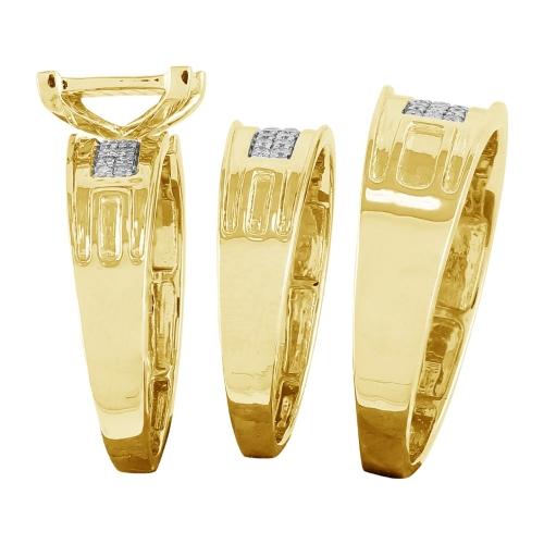 0.6 Ct. T.w. Diamond Trio Bridal Ring Set In 14Kt Yellow Gold