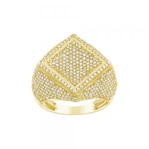 2.25 Ct. T.w. Multi-Diamond Hip Hop Rapper Men Fashion Ring In 10Kt Yellow Gold
