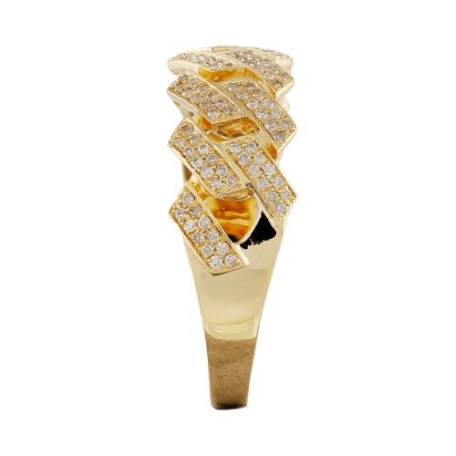 Interlinked Pave Cuban Link Men’s Diamond Ring - 0.40 Ct. T.w. in 14K Yellow Gold