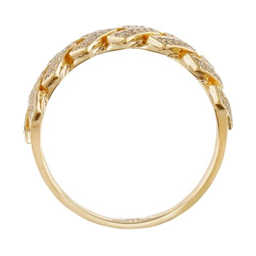 Interlinked Pave Cuban Link Men’s Diamond Ring - 0.40 Ct. T.w. in 14K Yellow Gold