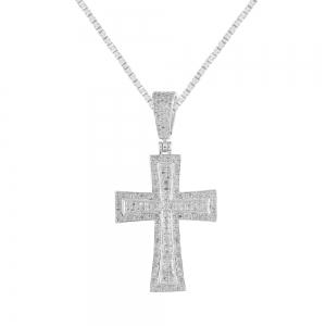 0.45 Ct. T.w. Diamond Cross Pendant In 14Kt White Gold