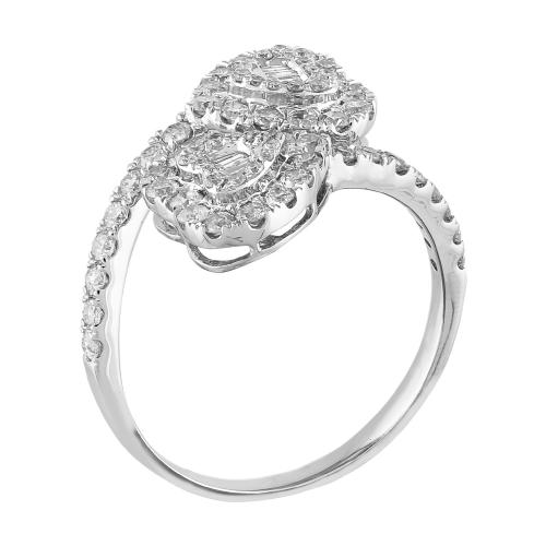 Double Heart Baguette Ladies Ring in 10K Gold (1.00 Ct. T.W.)