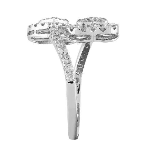 Double Heart Baguette Ladies Ring in 10K Gold (1.00 Ct. T.W.)