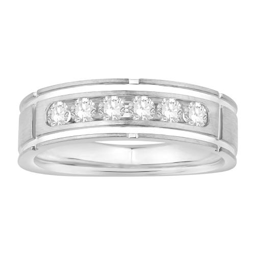 Ovani® Diamonds 6-stone RBC Channel-set Men's Wedding Band 0.50 Ct. T.w. in 18K White Gold