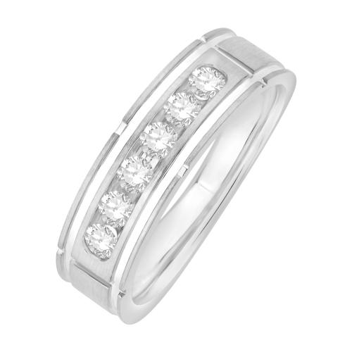 Ovani® Diamonds 6-stone RBC Channel-set Men's Wedding Band 0.50 Ct. T.w. in 18K White Gold