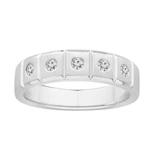 Ovani® Diamonds 5-stone Round Men's Wedding Band 0.25 Ct. T.w. in 18K White Gold