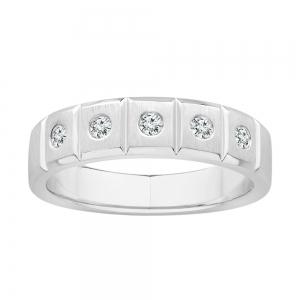 Ovani® Diamonds 5-stone Round Men's Wedding Band 0.25 Ct. T.w. in 18K White Gold