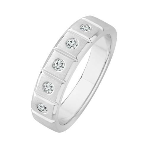 Ovani® Diamonds 5-stone Round Men's Wedding Band 0.25 Ct. T.w. in 18K White Gold