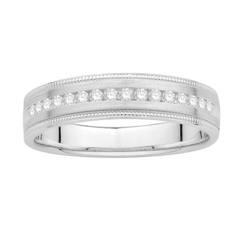 Ovani® Diamonds Milgrain RBC Channel-set Men's Wedding Band 0.25 Ct. T.w. in 18K White Gold