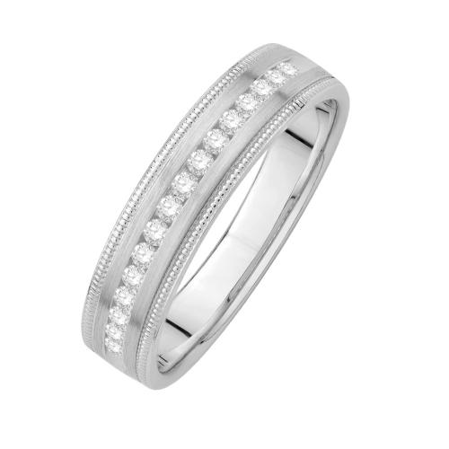 Ovani® Diamonds Milgrain RBC Channel-set Men's Wedding Band 0.25 Ct. T.w. in 18K White Gold