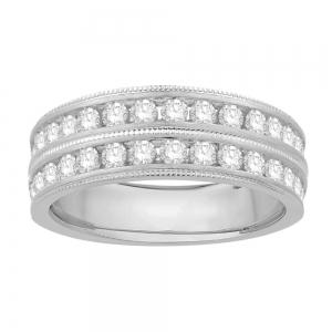 Ovani® 2-Row Milgrain RBC Channel-set Men's Wedding Band 1.50 Ct. T.w. in 18K White Gold