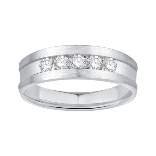 Ovani® 5-Stone RBC Channel-set Men's Band 0.50 Ct. T.w. in 18K White Gold