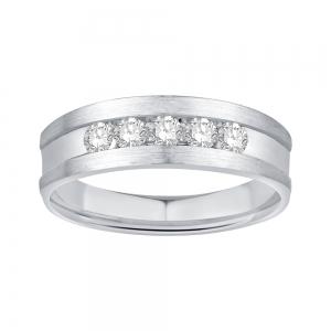 Ovani® 5-Stone RBC Channel-set Men's Band 0.50 Ct. T.w. in 18K White Gold