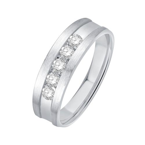 Ovani® 5-Stone RBC Channel-set Men's Band 0.50 Ct. T.w. in 18K White Gold