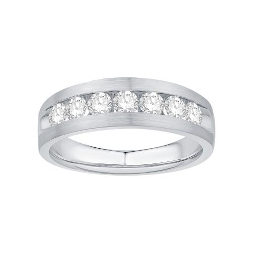 Ovani® Diamonds 7-stone Channel-set Men's Wedding Band 1 Ct. T.w. in 18K White Gold