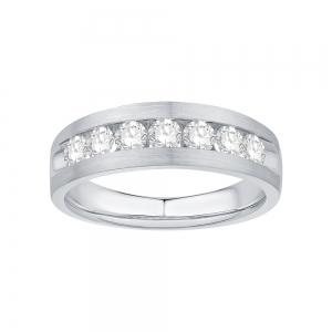 Ovani® Diamonds 7-stone Channel-set Men's Wedding Band 1 Ct. T.w. in 18K White Gold