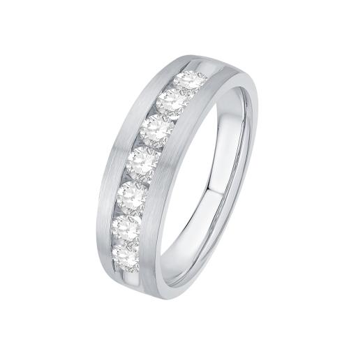 Ovani® Diamonds 7-stone Channel-set Men's Wedding Band 1 Ct. T.w. in 18K White Gold