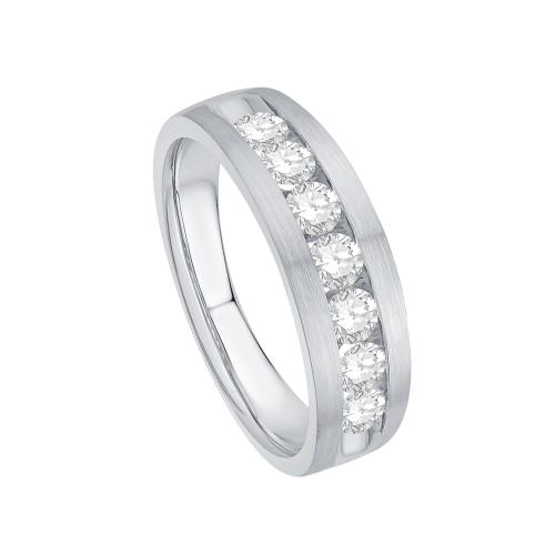 Ovani® Diamonds 7-stone Channel-set Men's Wedding Band 1 Ct. T.w. in 18K White Gold