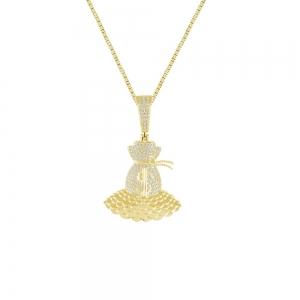0.40CT. T.W. MONEY BAG PENDANT IN 10KT GOLD