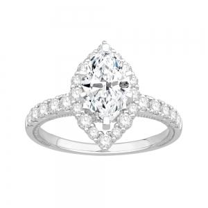 Ovani® Diamonds Cubic Zirconia Halo Semi-mount Ring 0.75 Ct. T.w. in 18K White Gold