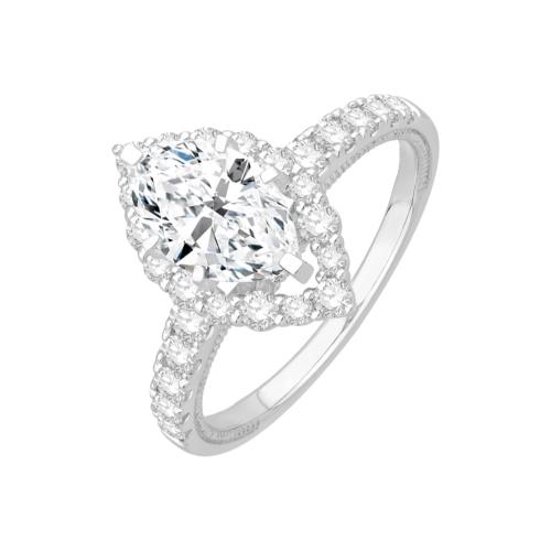 Ovani® Diamonds Cubic Zirconia Halo Semi-mount Ring 0.75 Ct. T.w. in 18K White Gold