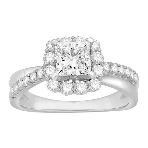 Ovani® Diamonds Cubic Zirconia Square Center Semi-mount Ring 0.65 Ct. T.w. in 18K White Gold