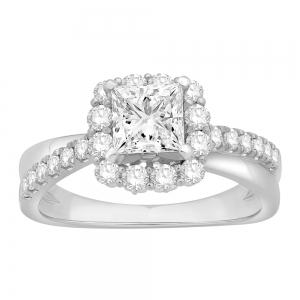 Ovani® Diamonds Cubic Zirconia Square Center Semi-mount Ring 0.65 Ct. T.w. in 18K White Gold