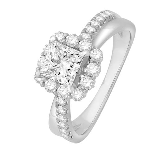 Ovani® Diamonds Cubic Zirconia Square Center Semi-mount Ring 0.65 Ct. T.w. in 18K White Gold