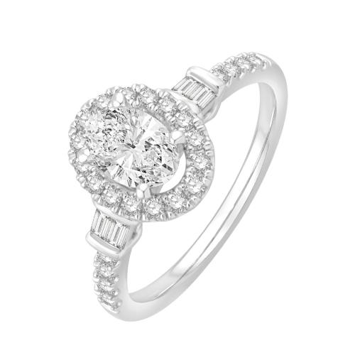Ovani® Diamonds Cubic Zirconia Oval Center Semi-mount Ring 0.50 Ct. T.w. in 18K White Gold