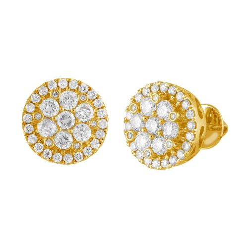 0.55 Ct. T.w. Diamond Round Halo Stud Earrings In 10Kt Yellow Gold