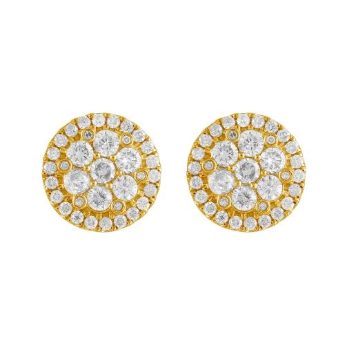 0.55 Ct. T.w. Diamond Round Halo Stud Earrings In 10Kt Yellow Gold