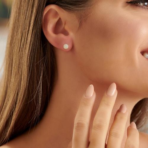 0.55 Ct. T.w. Diamond Round Halo Stud Earrings In 10Kt Yellow Gold