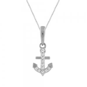 "Novello-Collection" 0.05CT. T.W. LABGROWN DIAMOND ANCHOR CROSS PENDANT IN 10KT GOLD
