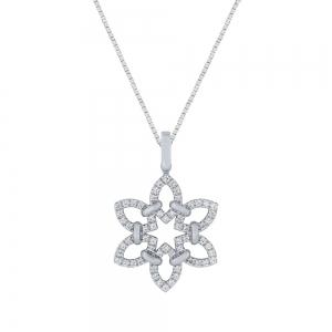 1/4 Ct. T.w. Diamond Flower Pendant In 10Kt White Gold