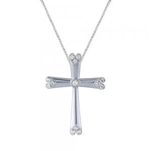 0.16CT. T.W. DIAMOND CROSS HEART PENDANT IN 10KT GOLD