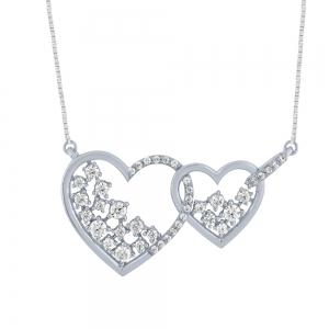 0.50CT. T.W. DIAMOND DOUBLE HEART FANCY NECKLACE IN 14KT GOLD