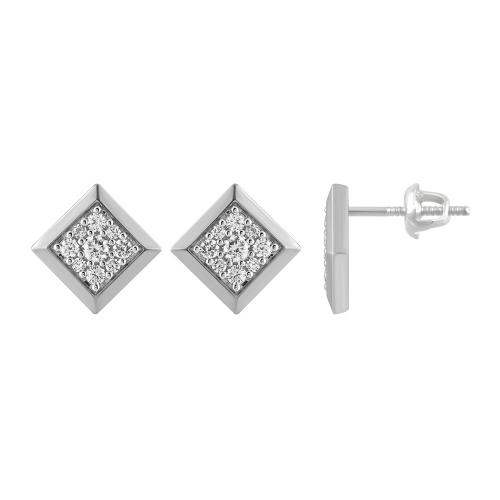 1/2 Ct. T.w. Diamond Round Kite-shaped Stud Earrings In 10Kt White Gold