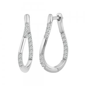 Twisted Teardrop Diamond Hoops - 0.25 Ct. T.w. in 10K White Gold