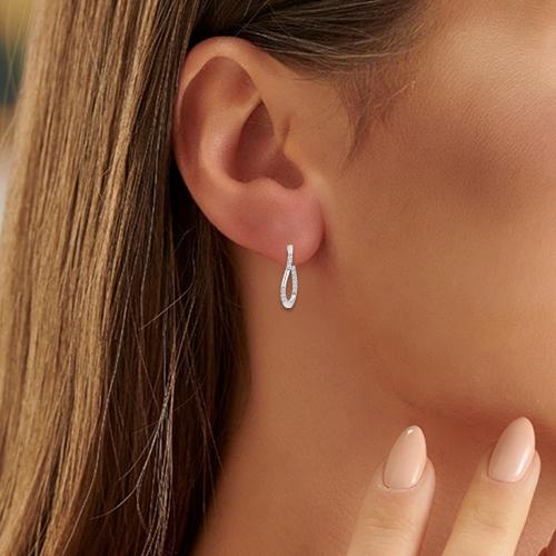 Twisted Teardrop Diamond Hoops - 0.25 Ct. T.w. in 10K White Gold