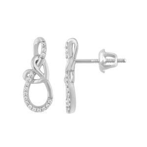 Natural Diamond Heart-Linked Infinity Screw Studs 0.13 Ct. T.w. in 10K White Gold